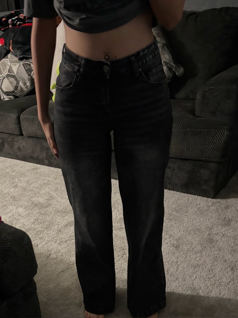 Women’s Straight Leg Washed Black Jeans